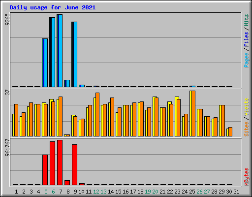 Daily usage for June 2021