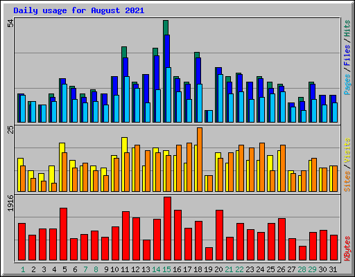 Daily usage for August 2021