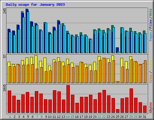 Daily usage for January 2023