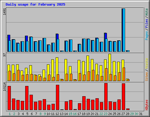 Daily usage for February 2025